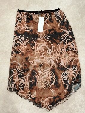 Urban Outfitters Y2K Festival Brown & Black Swirl Mesh Skirt